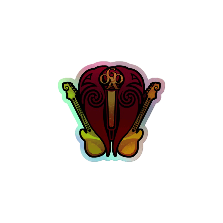 | Holographic Sticker | Old Gods Crest | Sunset - Red&Gold | product image (1)