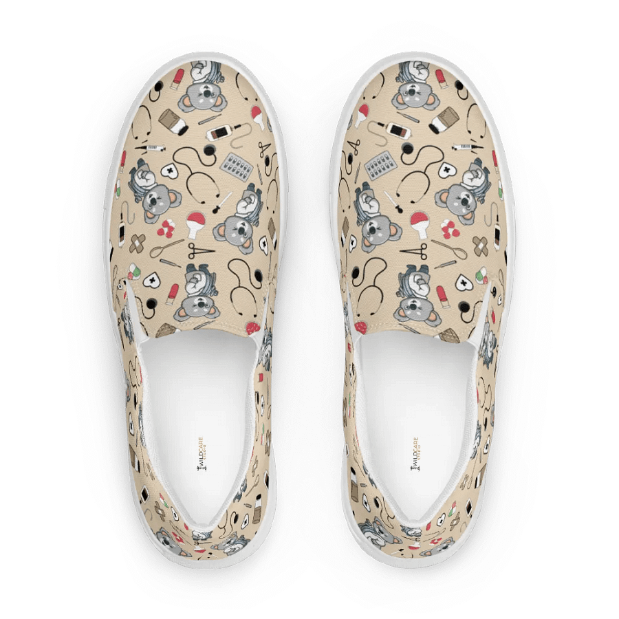 Cute Medical Koala Slip-On Canvas Shoes (Tan) product image (5)