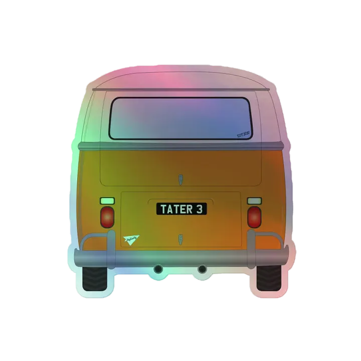 Orange bus Taterwave 3 year holo sticker product image (2)