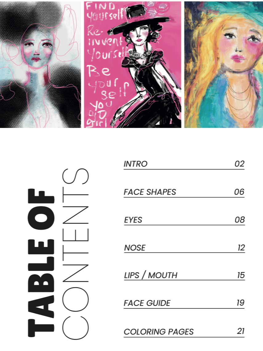 How to Draw Faces - Step By Step Illustrated Book with Coloring Pages (Downloadable/Printable eBook) product image (2)