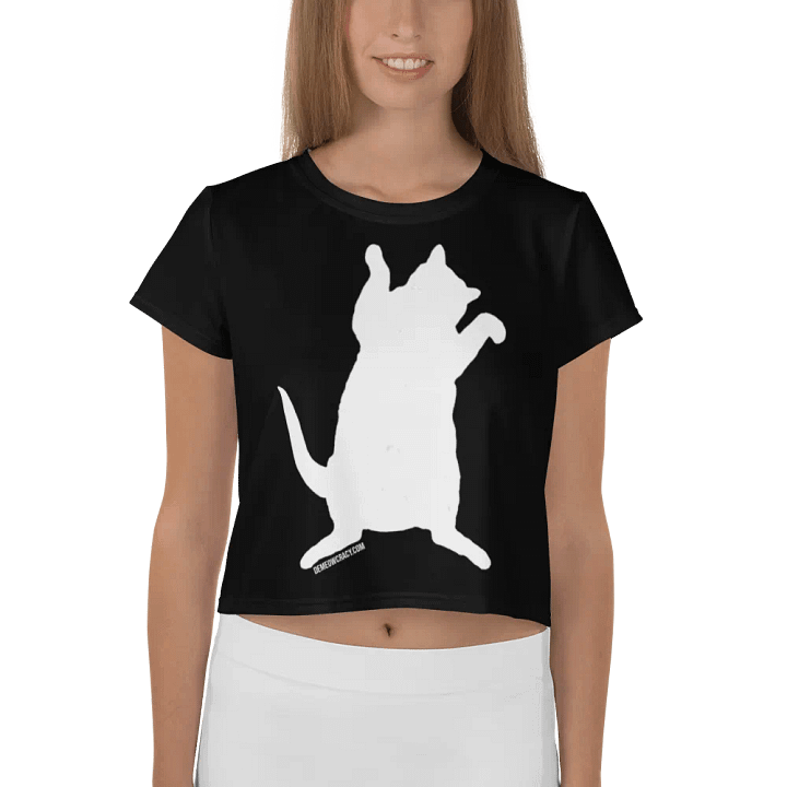 Dancing for Demeowcracy White Cat Silhouette Crop Tee product image (1)