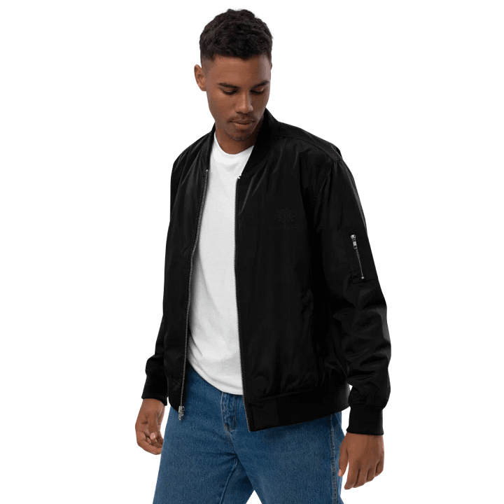 BUSY-BRAINED (monochrome black) premium recycled bomber jacket product image (2)