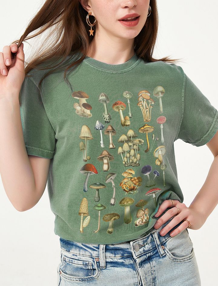 Vintage Illustrations of Mushrooms T-Shirt | Vintage-Style Goblin Core Shirt for Mycology and Mushroom Enthusiasts product image (15)