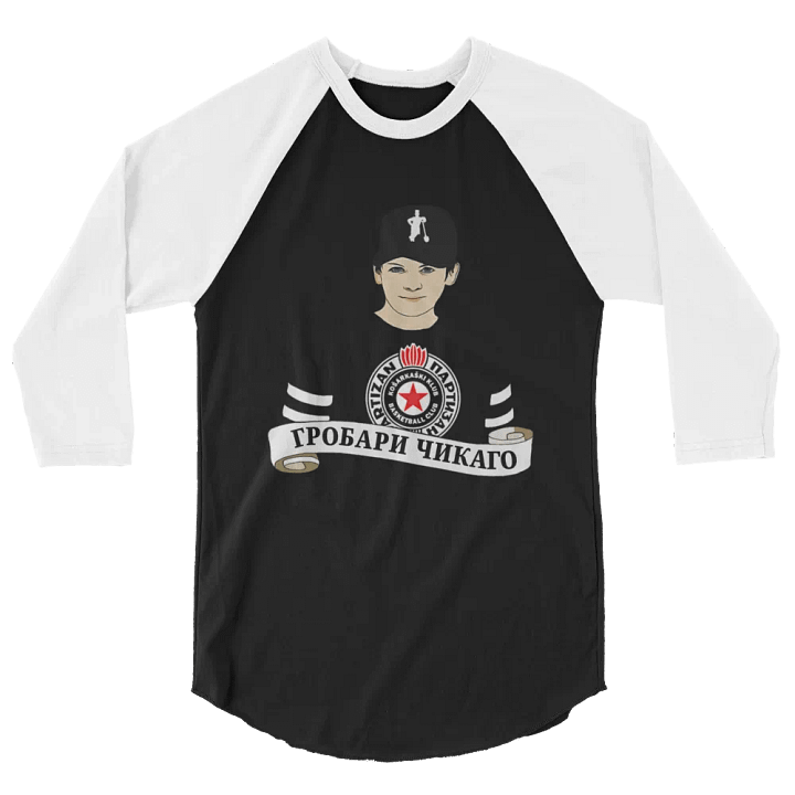 Grobari Čikago KK Partizan Tultex Fine Jersey Raglan Tee product image (2)