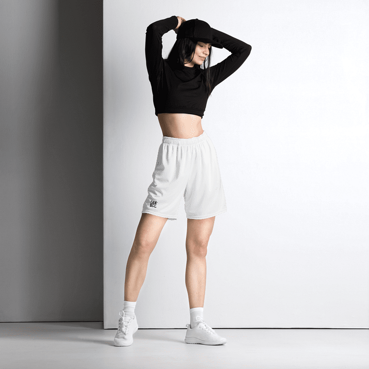 Women's | BRN.2C.C.™ Mesh Shorts | Coastal Cool Meets Sporty Style | Recycled Unisex Activewear 🌊🔥| Navy Blue Logo on White product image (1)