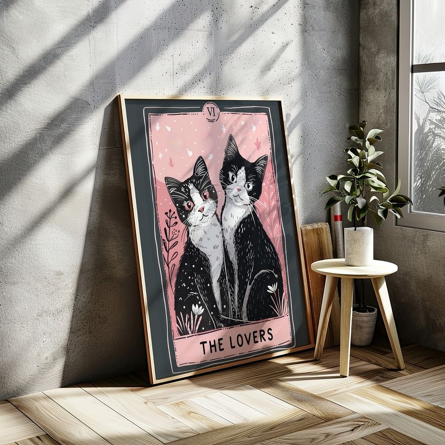 The Lovers Tarot Card Feline Art Print product image (5)