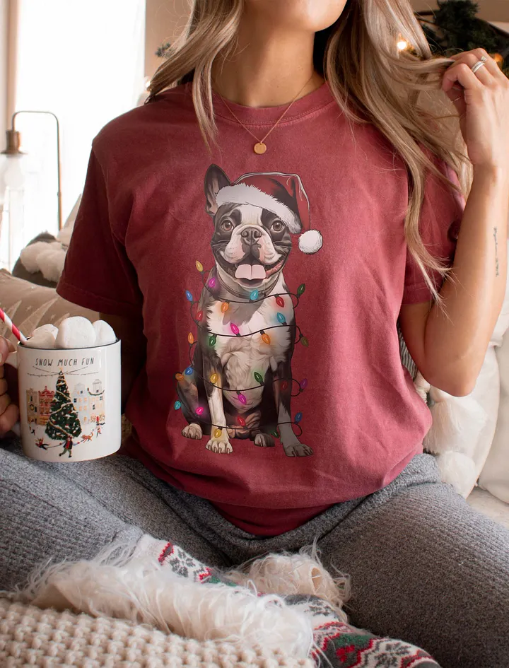 Funny Boston Terrier(Brindle) Christmas T-Shirt for Bostie Paw-rents product image (6)