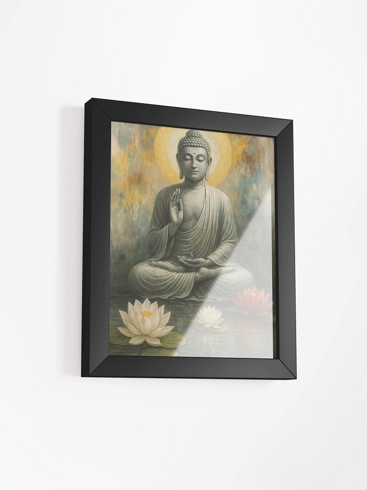 Framed Buddha Poster for Nichiren Buddhism | Peaceful Meditation Art with Lotus Flowers | Inspires Faith, Strength & Clarity product image (2)