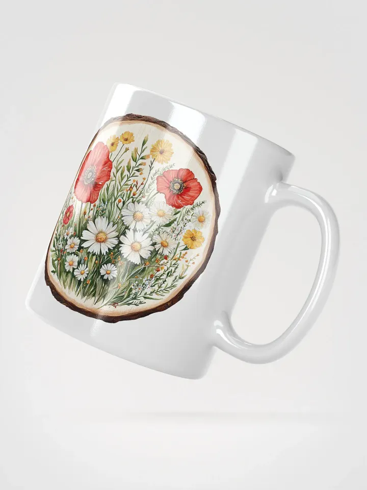 Poppy Wildflower Round Wood Art Ceramic Mug product image (6)