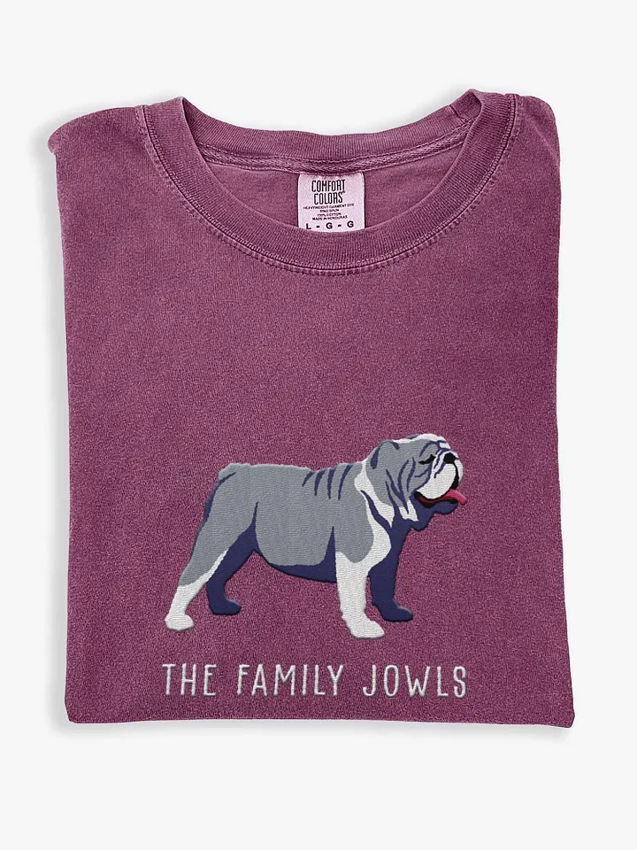The Family Jowls T-Shirt(Embroidered) of an English Bulldog(Blue) product image (1)