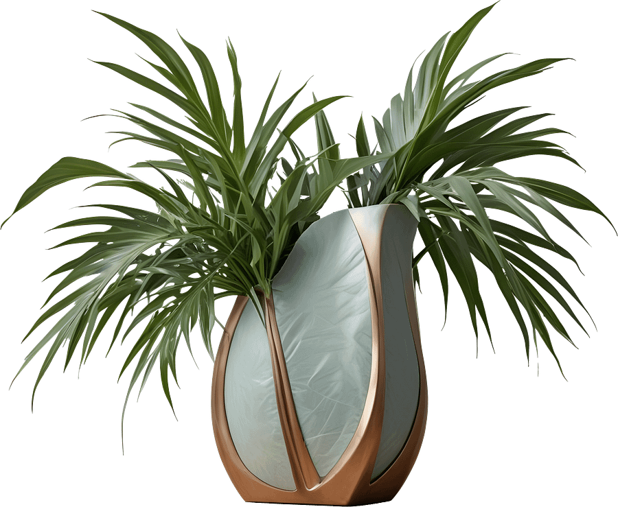 Gatsby Grace – Art Deco Vase with Tropical Plant PNG product image (1)