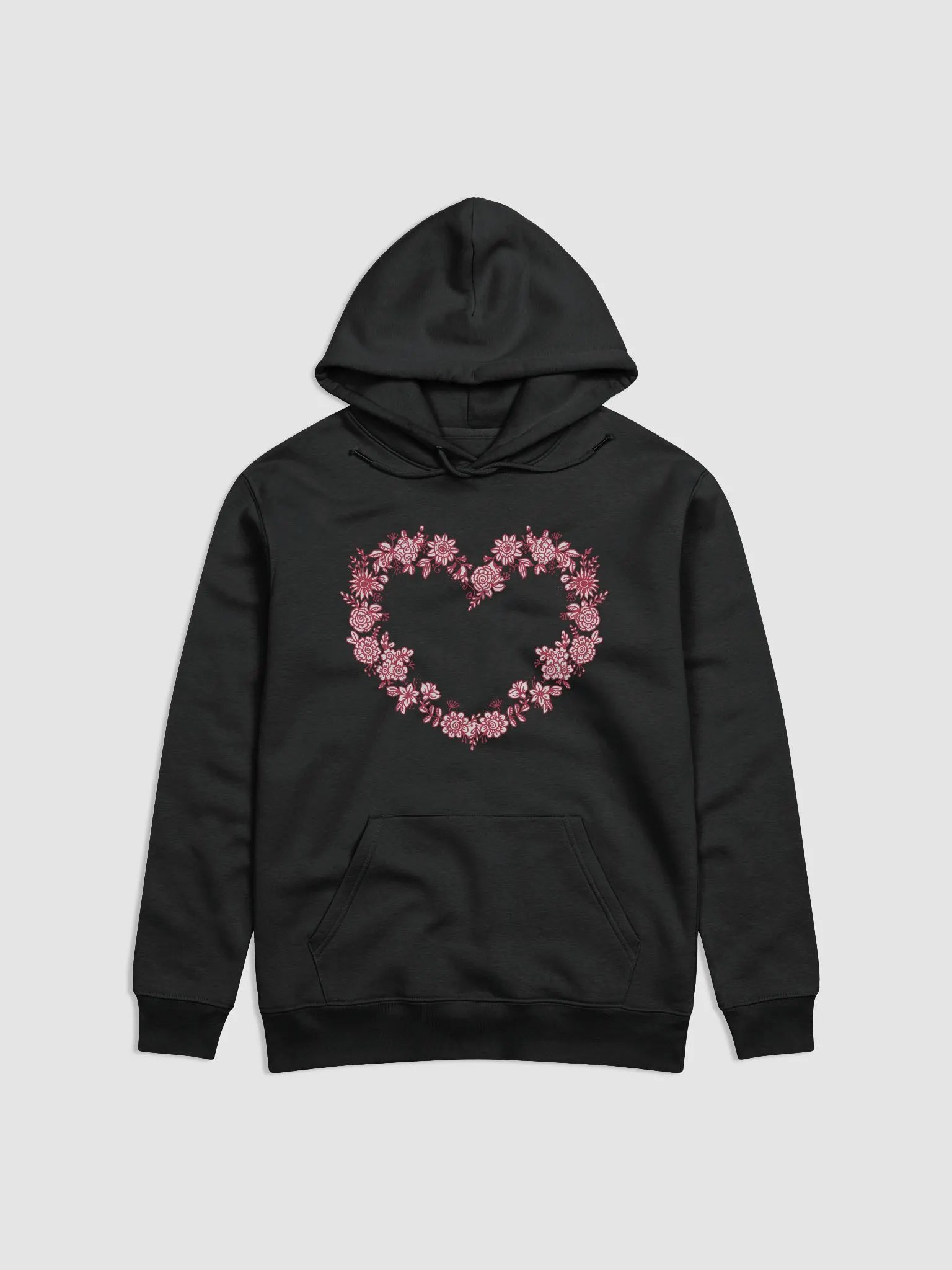 Red Floral Heart Unisex Essential Eco Hoodie product image (4)