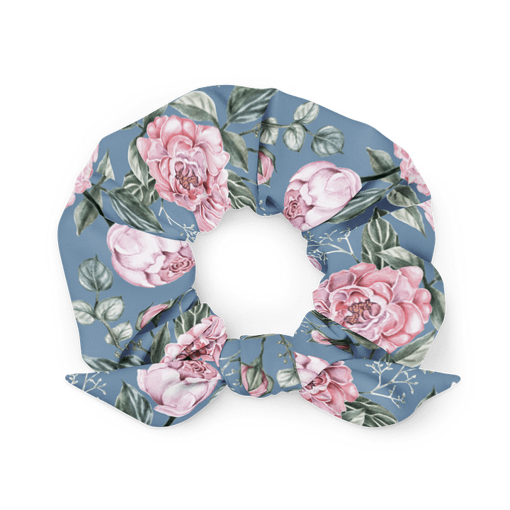 Peony Blue Floral All-Over Print Scrunchie with Bow Accent product image (1)