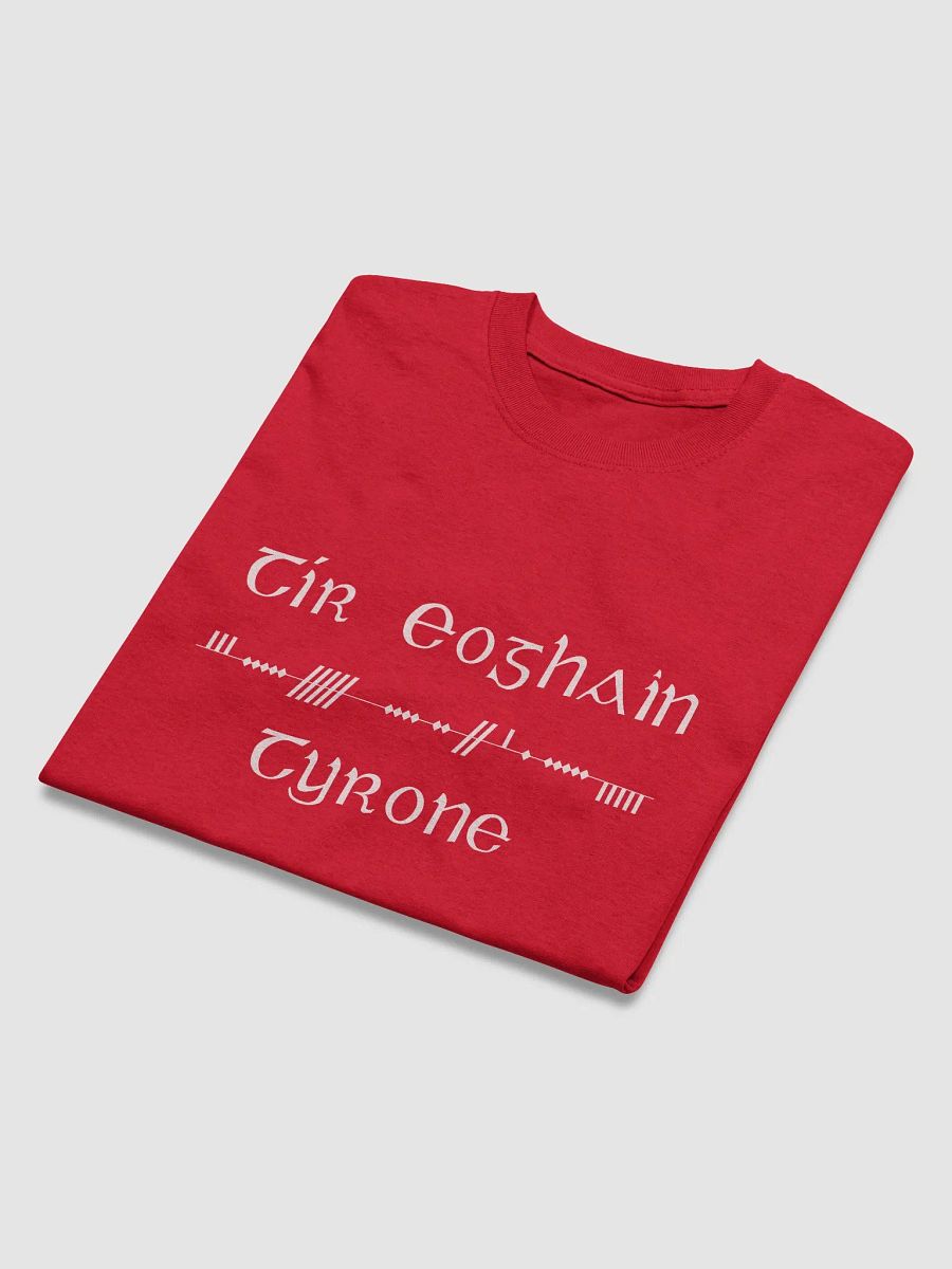 Tyrone/Tír Eoghain, Scholastic style Ogham, Red printed T-shirt product image (3)