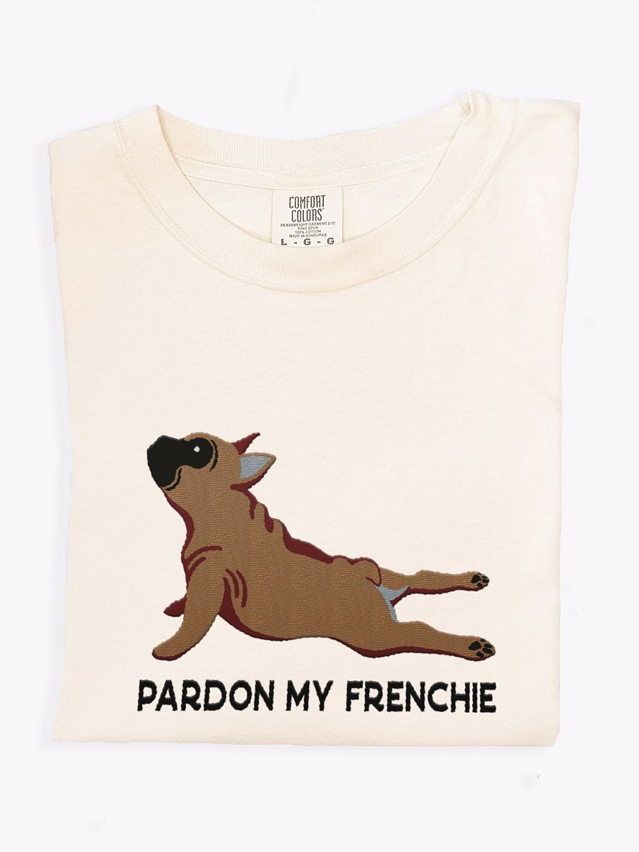 Pardon My Frenchie T-Shirt(Embroidered) of a French Bulldog product image (1)