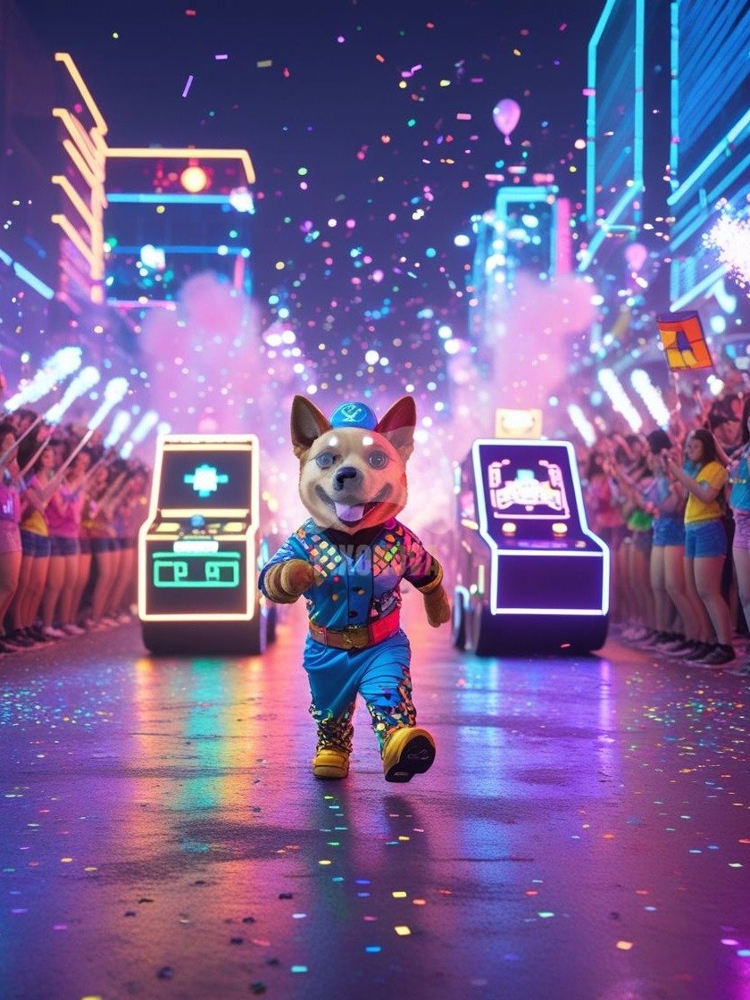 Pixel Party Parade – Track 9: Party Parade Protocol (Dog Mascot Edition) | 1120x1120 px | 4 Variations | PNG + PDF product image (2)