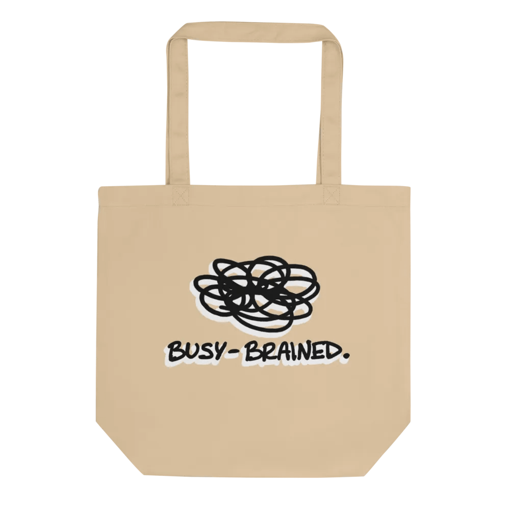 BUSY-BRAINED (shadow design) tote bag product image (1)