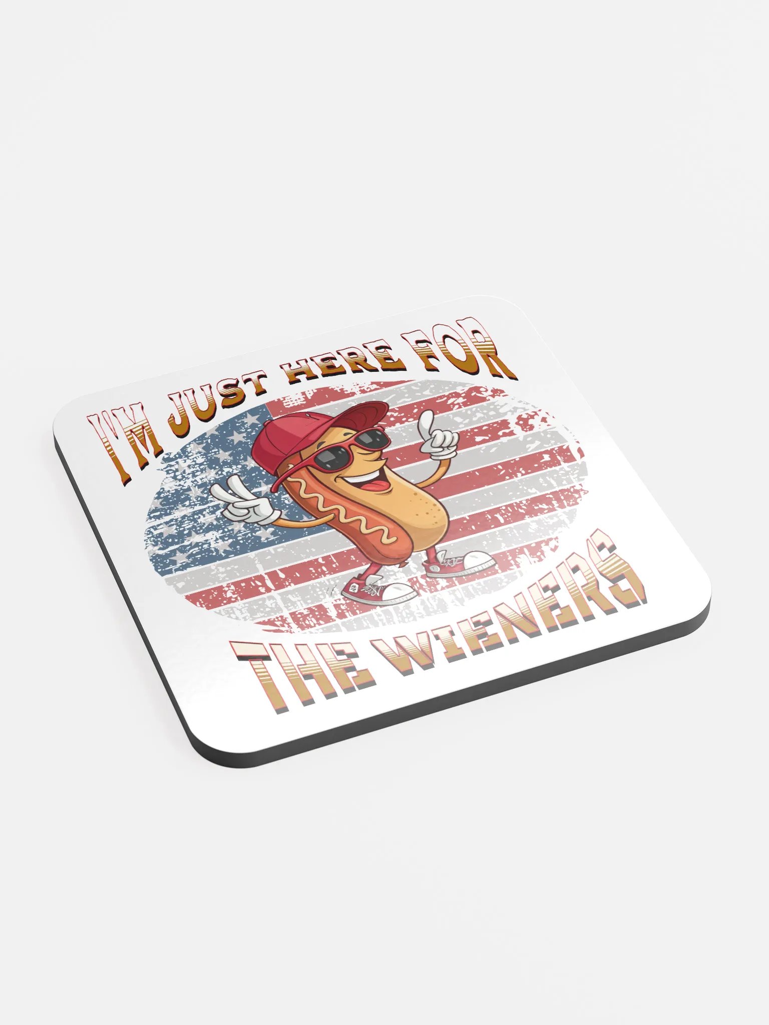 Im Just Here For The Wieners Hotdog Patriotic Peace Coaster product image (3)