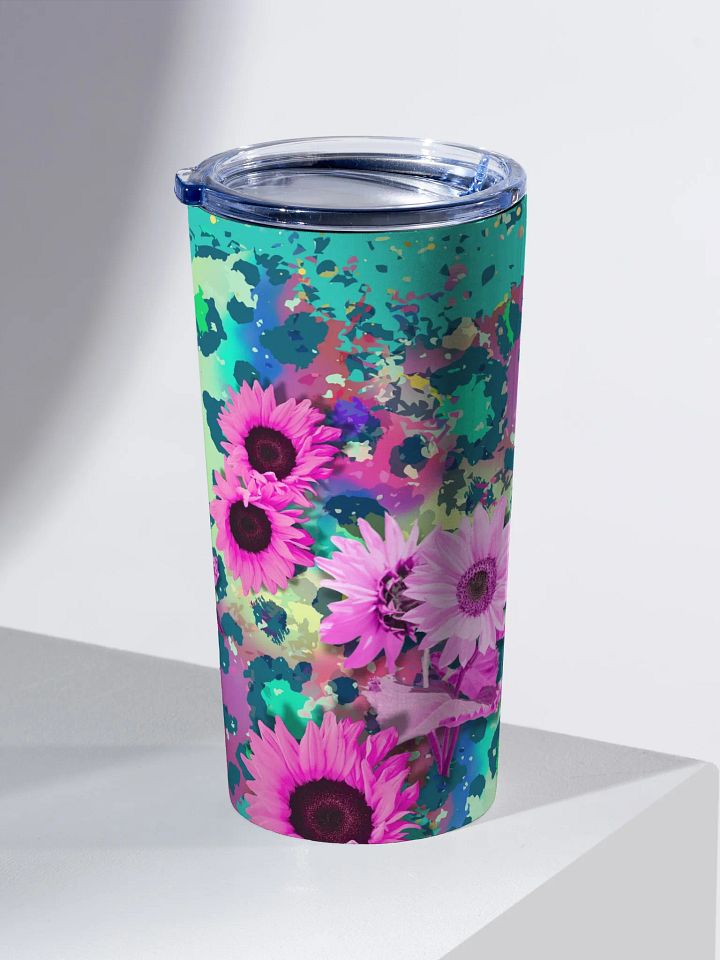 pink sunflowers leopard print 20oz Steel Tumbler gift for trendy girls ladies friends daughters product image (2)