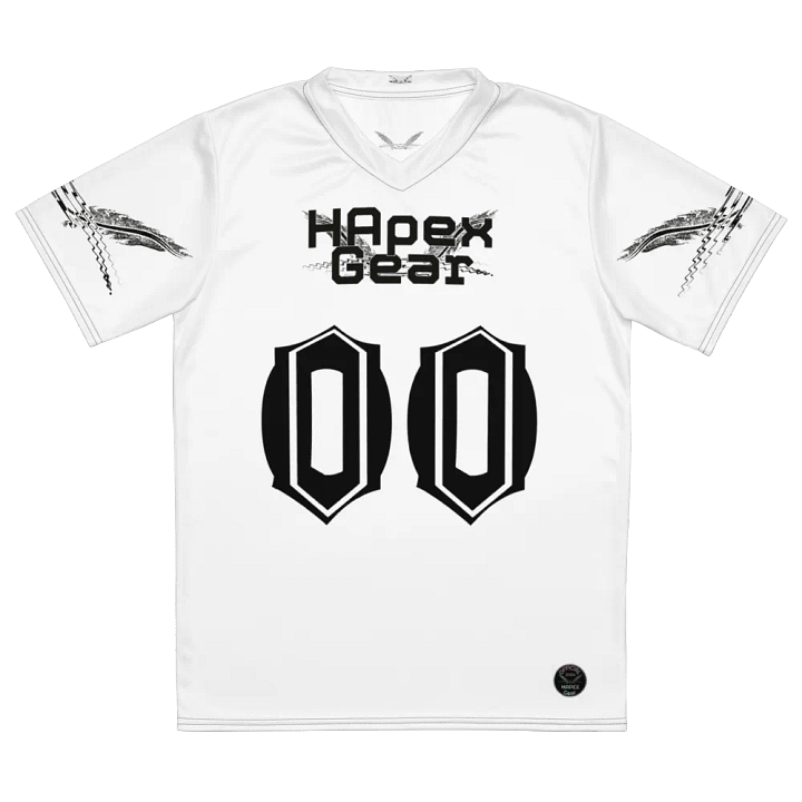 Eddie - White - Recycled Unisex Sports Jersey - Black HApex Gear Black Logo product image (2)