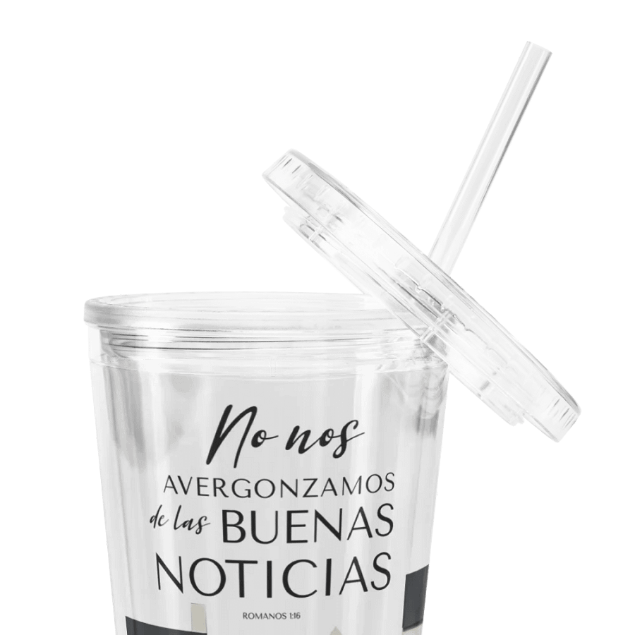 'No Nos Avergonzamos de las Buenas Noticias' Whimsical Town Spanish Tumbler product image (2)