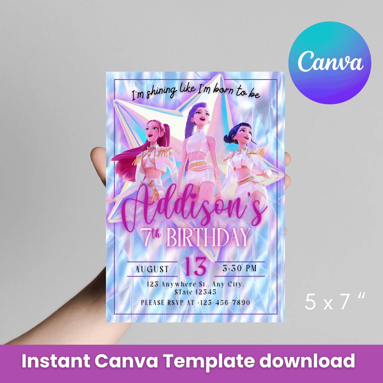 K-Pop Demon Hunters Birthday Invitation – Editable Canva Template product image (10)