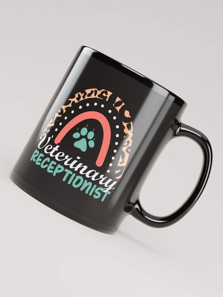 "Veterinary Receptionist-Rainbow" black glossy mug product image (2)