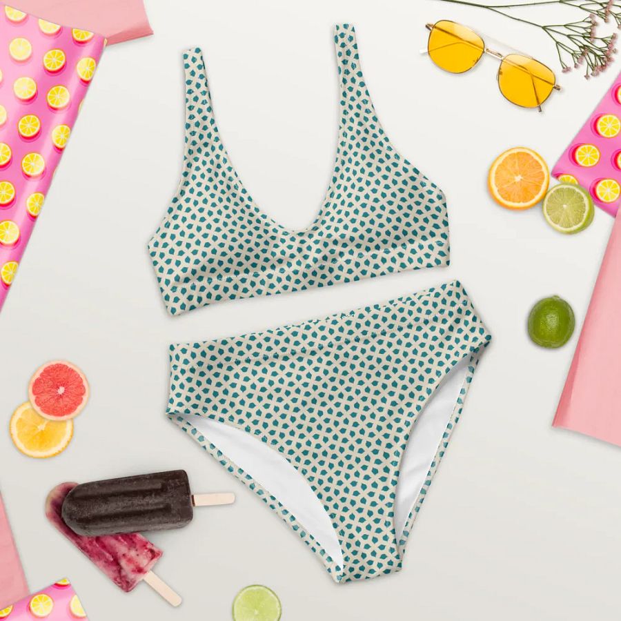 Blue leaves Hight Waisted Bikini product image (5)
