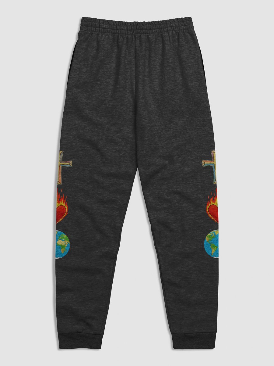 Colorful Cross Burning Heart Globe Art Unisex Joggers product image (3)