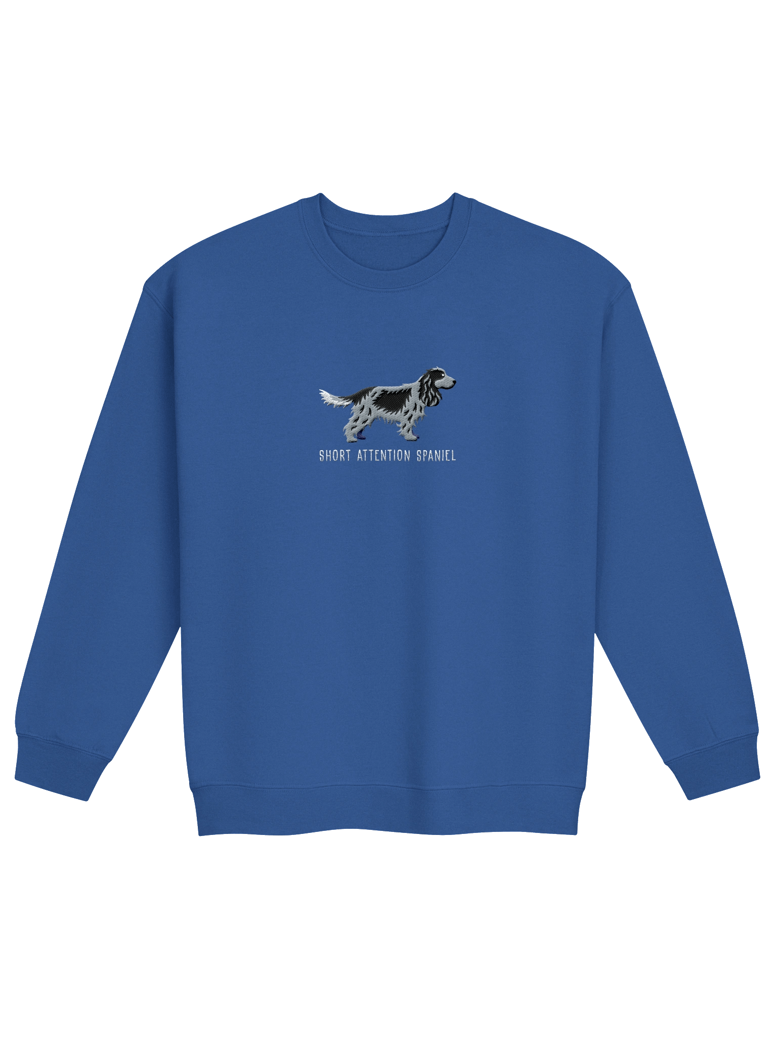 Short Attention Spaniel Sweatshirt (Embroidered) of an English Cocker Spaniel(Blue Roan, Full Tail) product image (9)