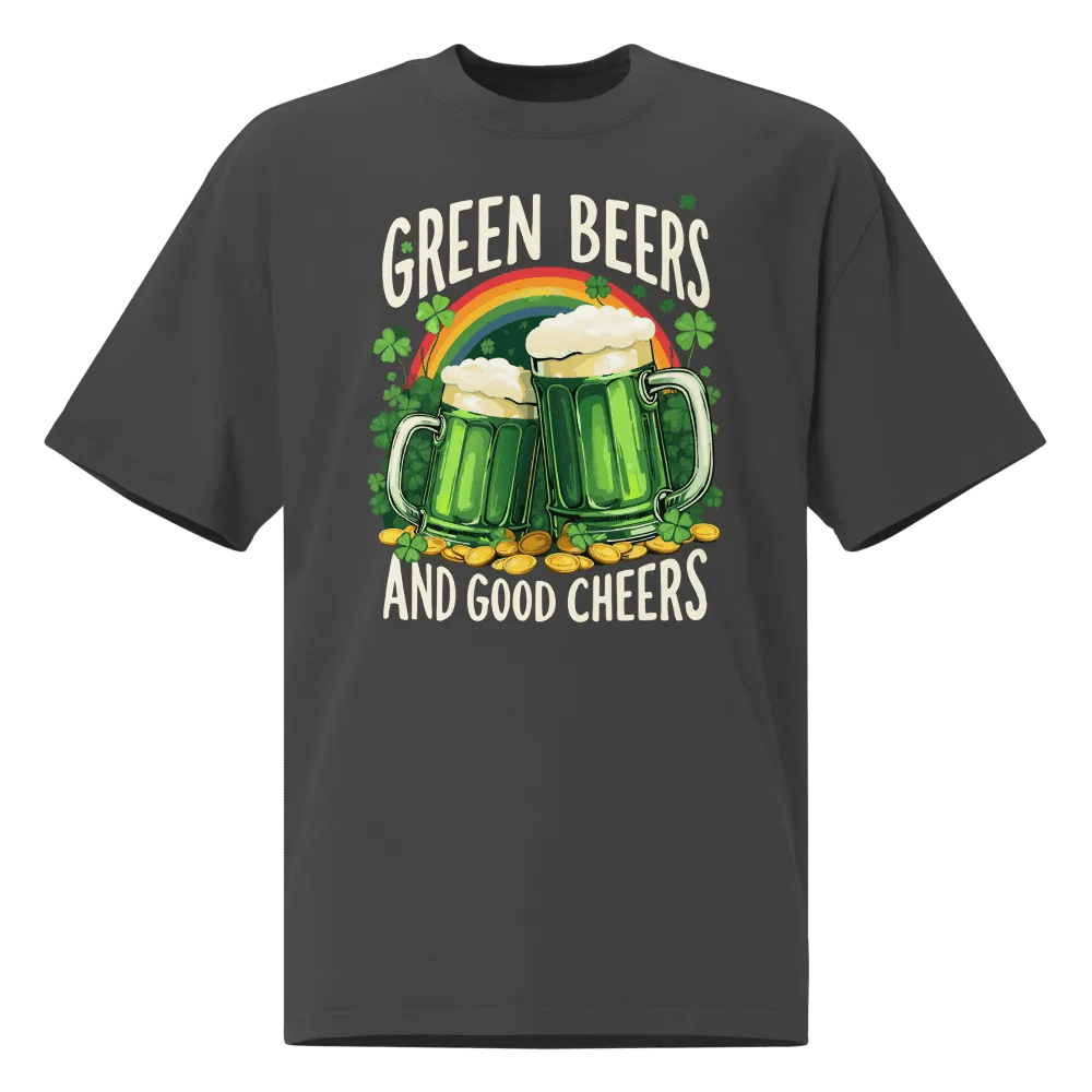 Green Beers and Good Cheers St. Patrick’s Day T-Shirt – Fun Irish Celebration Oversized Faded T-Shirt product image (1)