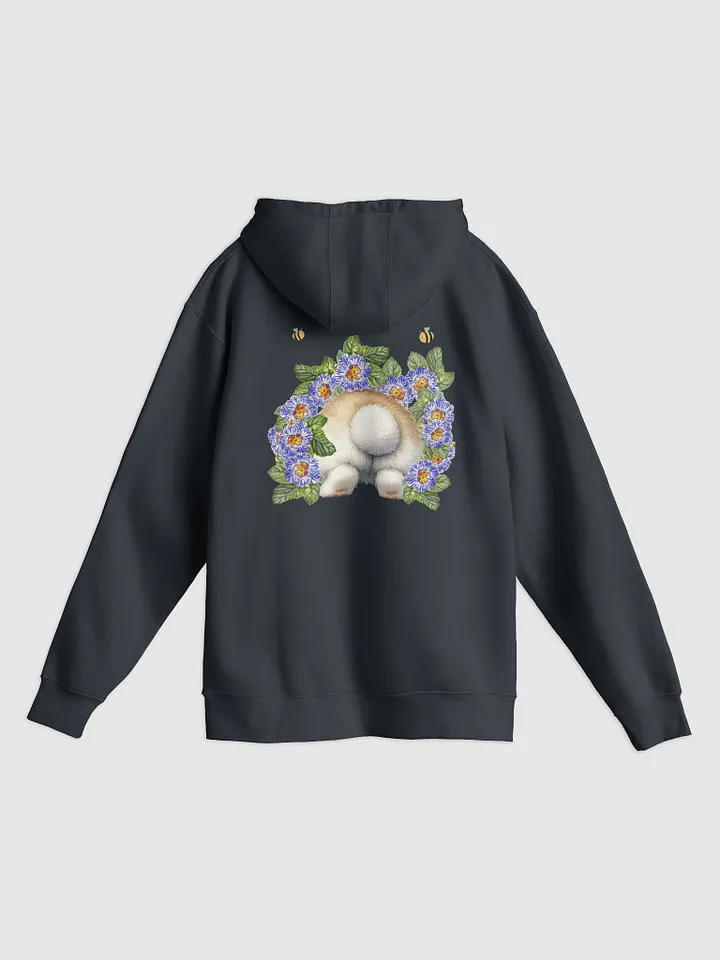 Garden Whispers: Bunny and the Primula Zebra Blues Unisex Hoodie | Double-Sided Design, Ultra Soft, Relaxed Fit product image (2)