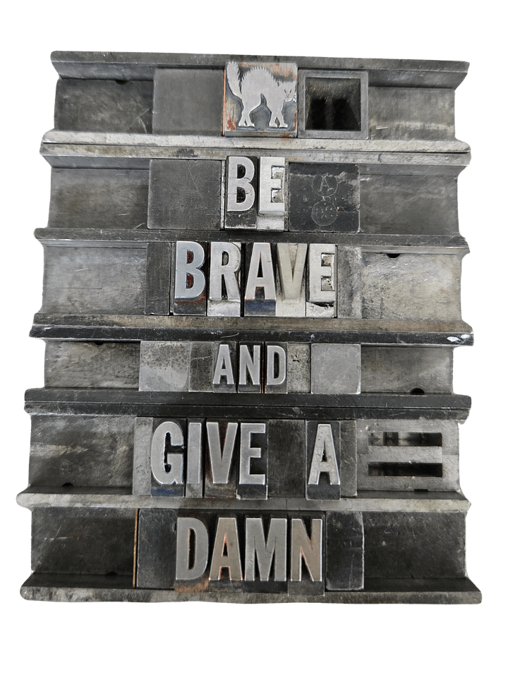 BE BRAVE AND GIVE A DAMN — letterpress print product image (2)