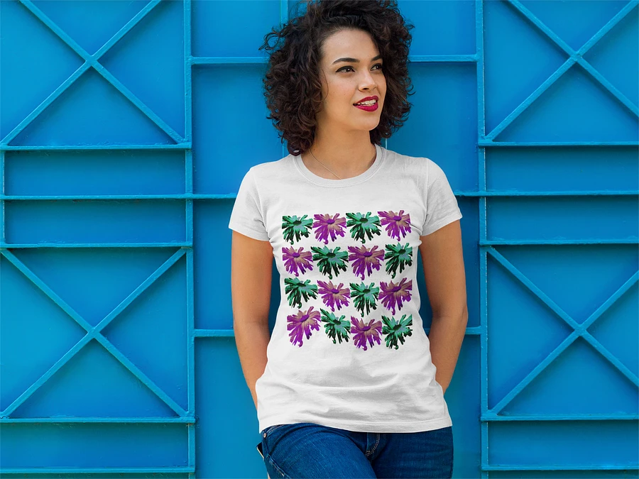 Abstract Green and Hibiscus Daises Ladies T Shirt product image (2)