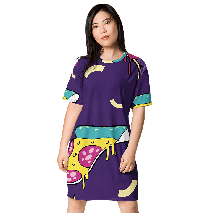 Whimsical Pizza Party T-Shirt Dress product image (1)