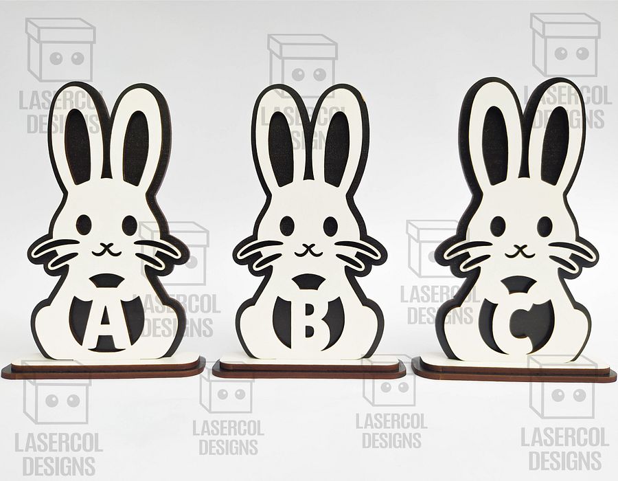 Easter Bunny Monogram Set 2 (3 Sizes) - Laser Cut Files product image (7)
