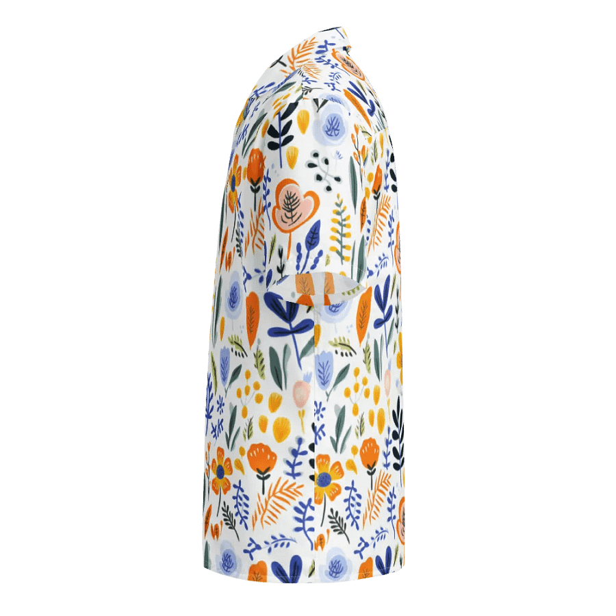 Retro Flowers Blue Hawaiian Shirt product image (9)