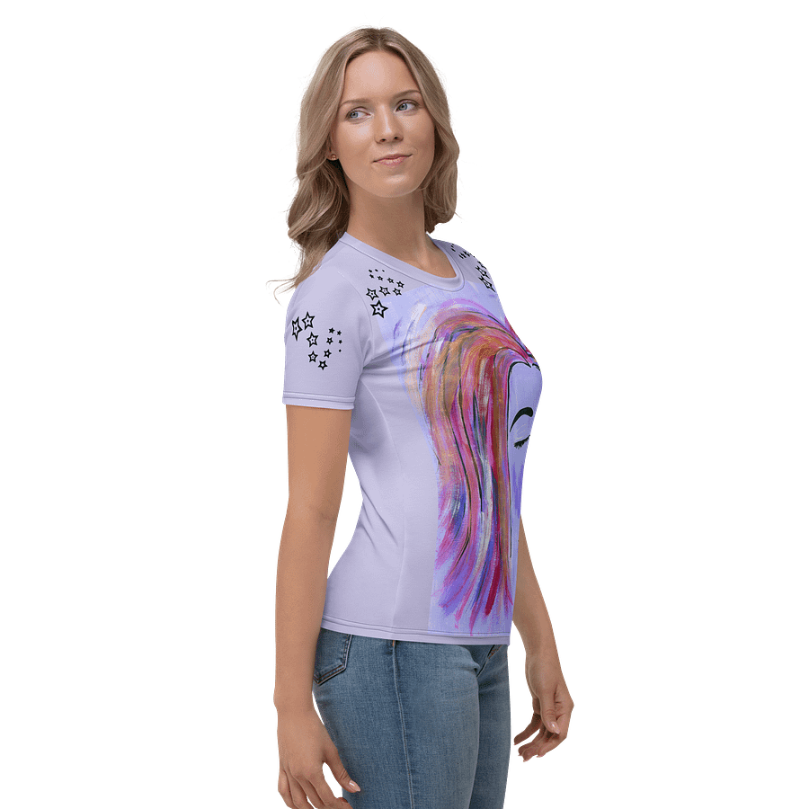 Dreaming girl - (art by Dina R.) - acrylic painting picture - Women's Crew Neck T-Shirt product image (3)