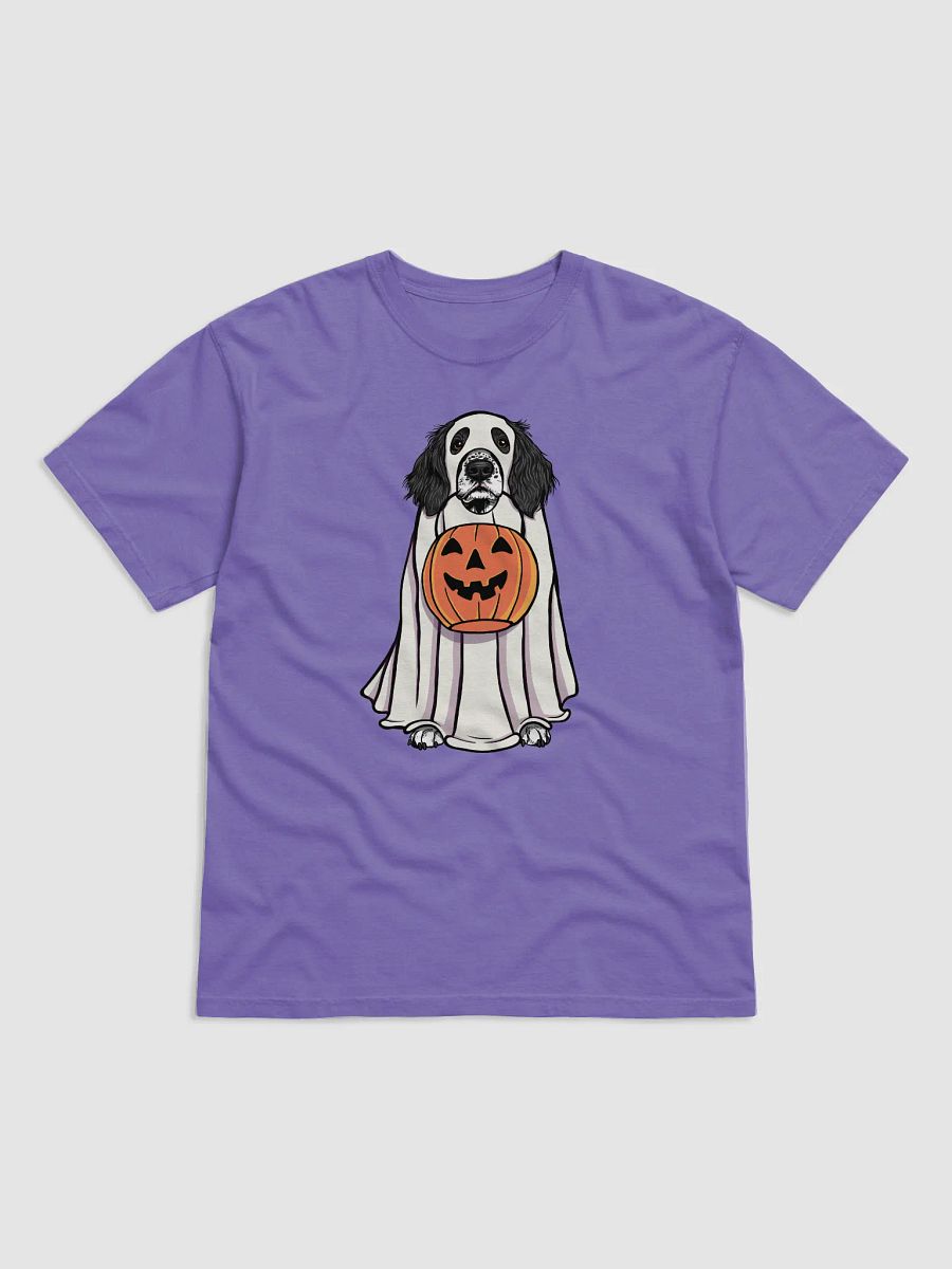 Funny Halloween Springer Spaniel(Black) T-Shirt | Funny Springer Spaniel Wearing a Ghost Costume and Holding a Pumpkin Basket product image (27)