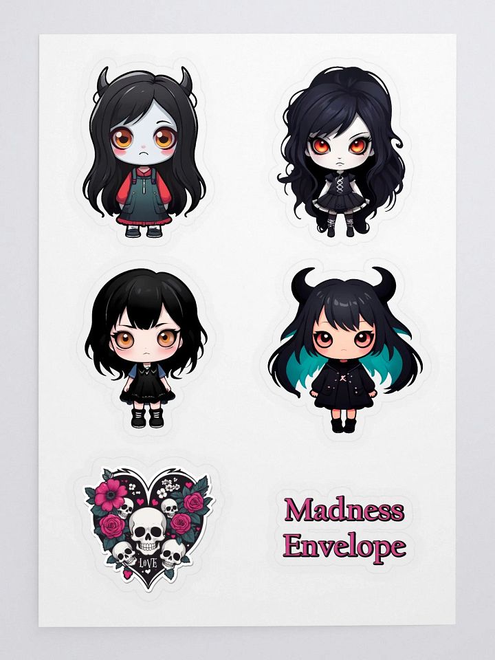 Chibi Emo Girl Sticker Sheet - Collector's Sticker Pack product image (1)