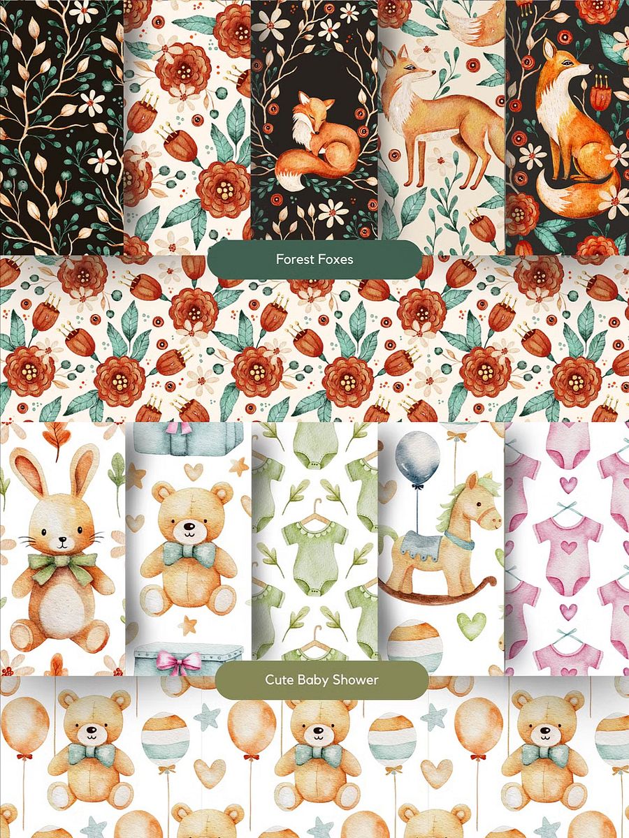 HUGE Watercolor Seamless Pattern Bundle product image (7)