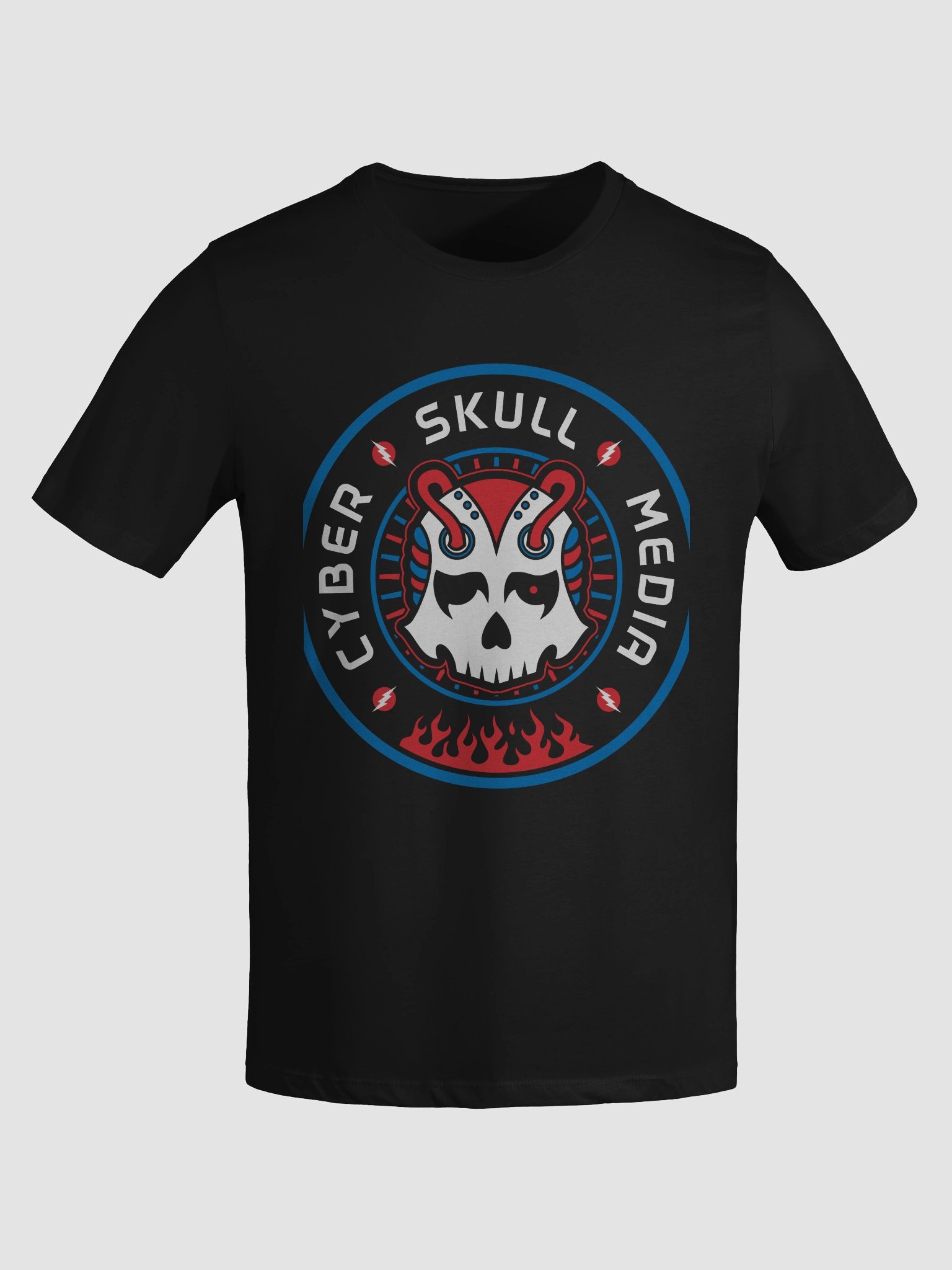 Red, White, & Blue Cyber Skull Media Logo Tee (Women's Fit) product image (5)