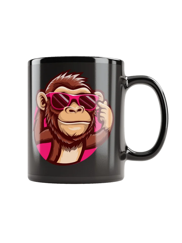 Playful Monkey Pink Sunglasses Black Coffee Mug product image (1)