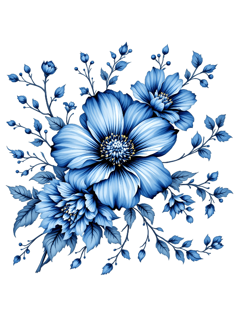 24 Vintage Blue Floral Sketches, Digital Clipart, Botanical Illustrations, Wedding Invitations, Scrapbooking, Card Making, Wall Art Prints product image (4)