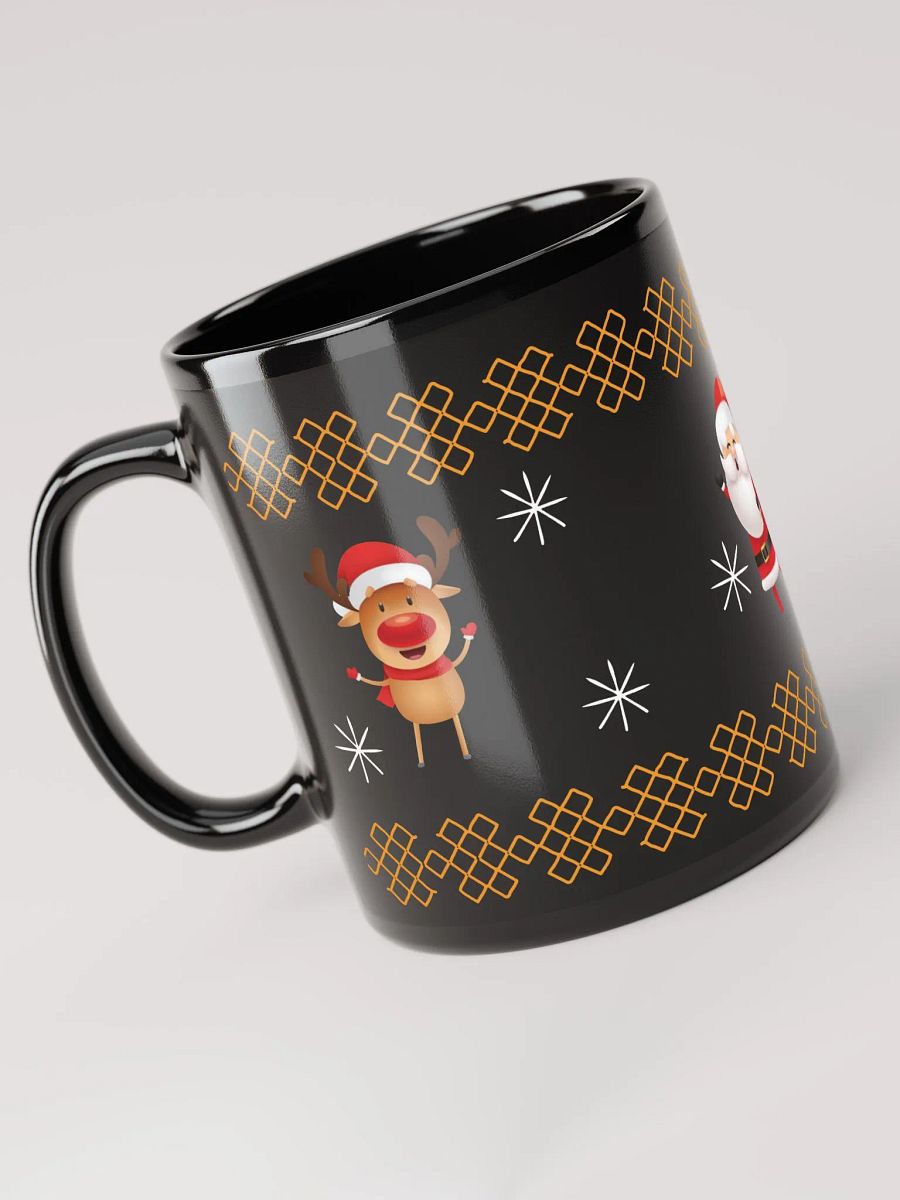 santa claus golden border shiny black mug product image (3)