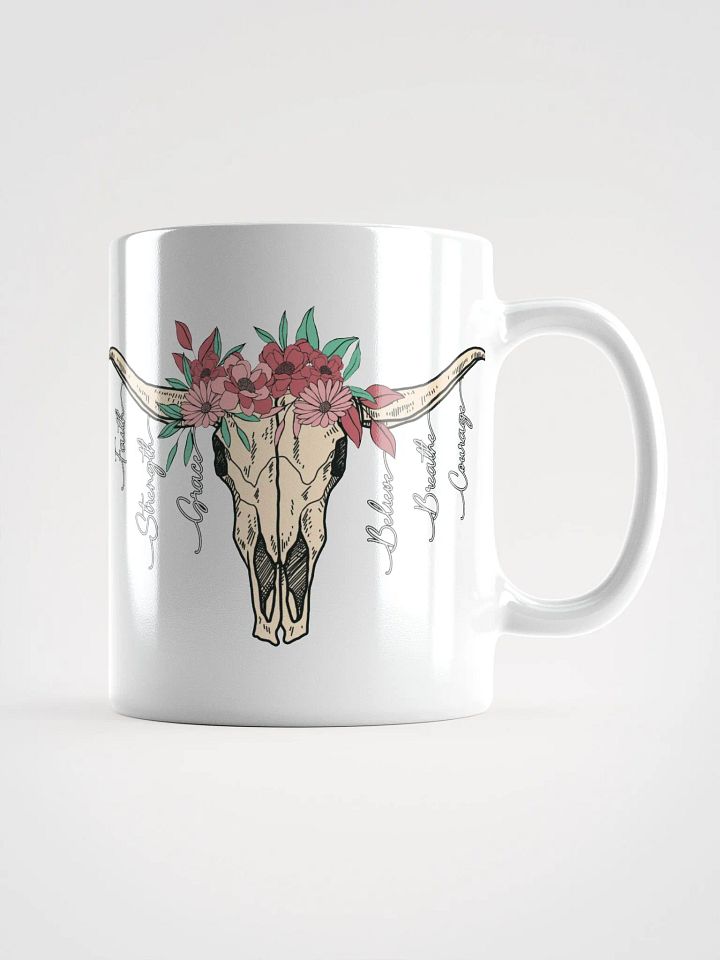 Floral Cow Skulls White Glossy Mug product image (1)