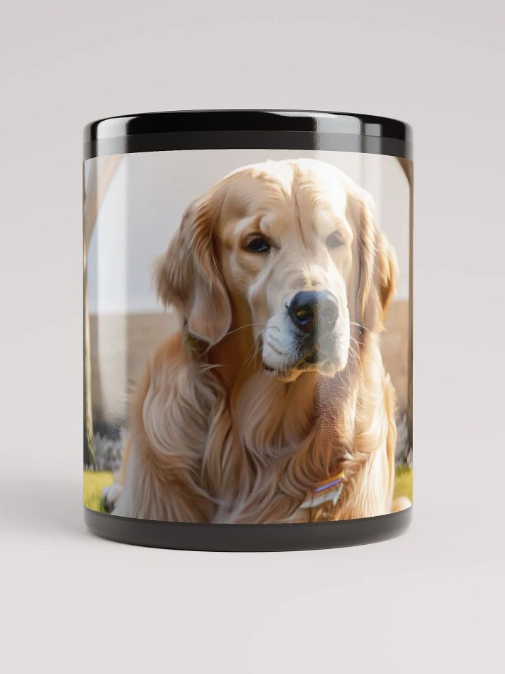 Golden Glow: Black Glossy Mug for Dog Lovers ceramic mug product image (1)