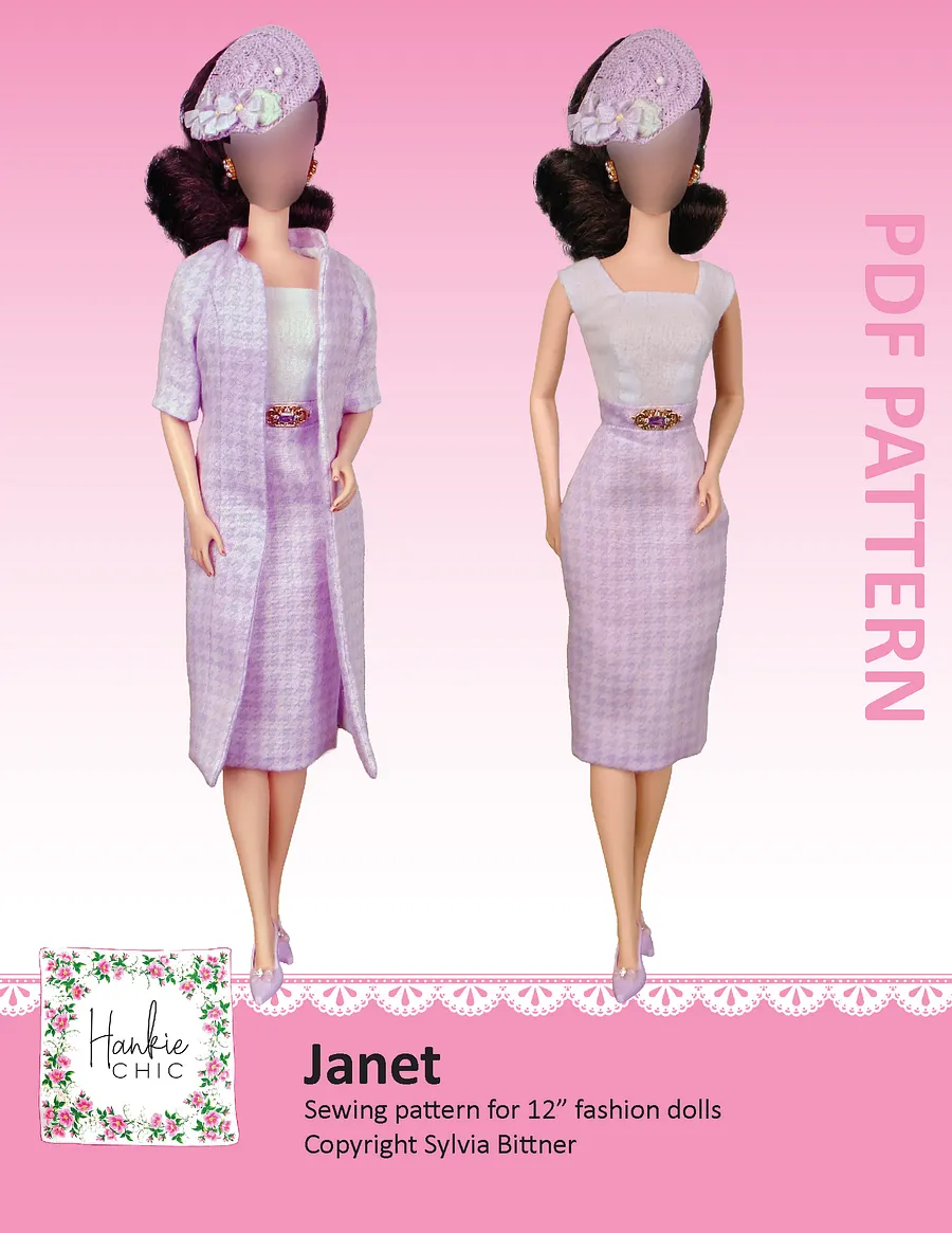 Janet sewing pattern for 12" fashion dolls product image (1)