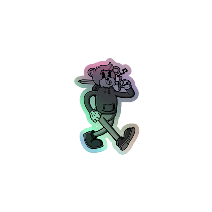 Whistlin' Bear Sticker - Greyscale product image (1)