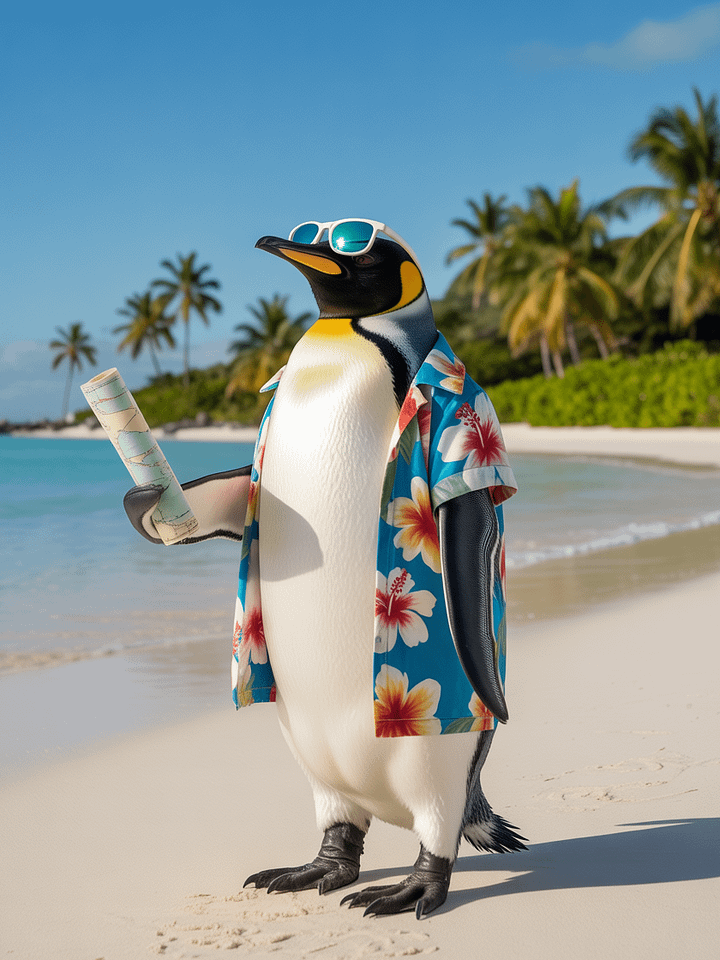 Penguin Tourist on Vacation, Framed Poster product image (1)